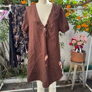 Banana Republic Chocolate Tie-Front Mini Dress